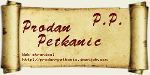 Prodan Petkanić vizit kartica
